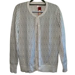 NWT Merona Large cardigan whit and gray triangular pattern